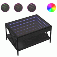 VidaXL Table basse avec LED infini noir 70x50x38 cm Modèle Atlas Chic - 847702
