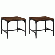 VidaXL Tables d'appoint 2 pcs Chêne marron 40x40x35 cm Bois ingénierie Modèle Patio Omega Prime Plus - 819411
