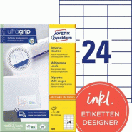 Avery Zweckform 2400 étiquettes multi-usages blanches, format 70 x 33,8 mm (100 feuilles A4 / cdt - blanc 3664