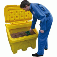 Bac à sel ou sable PE 110L - 100% polyéthylène - Jaune ou rouge - Couvercle rabattable - Fabrication Anglaise