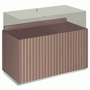 Comptoir T03 vitrine 4 Faces et MDF naturel+noyer - 120x60x93cm