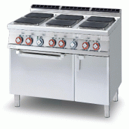 Cuisinière électrique 6 plaques carrées avec four électrique statique GN2/1, structure inox, 120x90x90 cm, Modèle CFQ6-912ETV - 1947