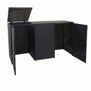 Décoshop26 - Abri de poubelles extérieur conteneurs à ordures avec couvercle jusqu'à 3 bacs en poly rotin noir 3x120 litres 04_0000952 - noir 3000