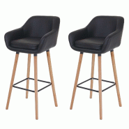 Décoshop26 - Lot de 2 tabourets de bar chaises de comptoir avec repose-pieds en PVC noir 04_0000171 - noir 3000252068985