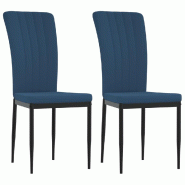 Décoshop26 - Set de 2 chaises de salle à manger en tissu velours bleu DEC025481 - bleu 3000255275403