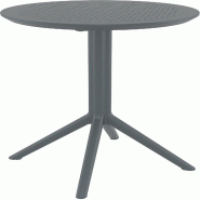 Décoshop26 - Table de jardin ronde en plastique gris foncé – design moderne et résistant 10_0002957 - 3000251329650