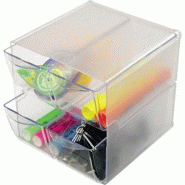 Deflecto Système modulable Cube 4 tiroirs, en polystyrène translucide - 350301