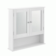 Helloshop26 - Armoire de salle de bain vintage avec miroir meuble de salle de bain avec porte 3 surface de stockage MDF laqué 58 cm 03_0000784 - 3000 Helloshop26 - Armoire de salle de bain vintage avec miroir meuble de salle de bain avec porte 3 surface de stockage MDF laqué 58 cm 03_0000784 - 3000