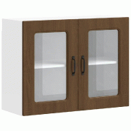 Helloshop26 - Armoire murale de cuisine rangement pratique 80 x 31 x 60 cm en bois d'ingénierie chêne marron 02_0050019 - marron verre 3000236140669