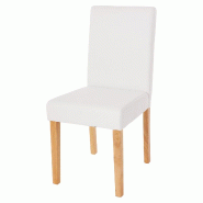 Mendler Chaise de salle à manger Littau, chaise de cuisine, similicuir ~ blanc mat, pieds clairs - blanc matière synthétique 74395