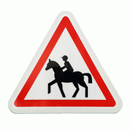 Panneau de danger A15C - Passage de cavaliers - Rétroréflexion et tailles disponibles Panneau de danger A15C - Passage de cavaliers - Rétroréflexion et tailles disponibles