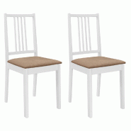VidaXL Chaises à manger avec coussins lot de 2 blanc bois solide Modèle Vega Office Prime - 247634