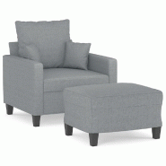 VidaXL Fauteuil avec repose-pied Gris clair 60 cm Tissu Modèle Vega StudioDesk Ligne - 3201081