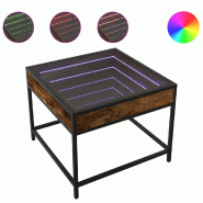 VidaXL Table basse avec LED Infinity chêne fumé 50x50x41 cm Modèle Eclipse Bois - 847679