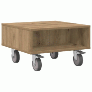 VidaXL Table d'appoint avec roues Chêne artisanal 50,5 x 50 x 30 cm Modèle Flex Panorama Outdoor - 891031