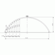 Bâtiment semi-circulaire neuf - portée 13m hauteur de voûte 4,47m développement arc 17,16m