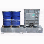 Bac de rétention en acier galvanisé - 2 cubis de 1000 L - 3500 kg de charge admissible