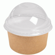 Combo Pot à Glace Kraft 245ml NOVACUP Dome fermé inclus Sorbet Dessert Glacé Snacking VAE Nomade ø96x52mm Idéal Glace Artisanale - Lot de 1000 -