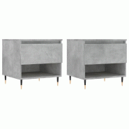 Décoshop26 - Lot de 2 tables de chevets avec tiroir 50 x 46 x 50 cm bois d'ingénierie gris et métal DEC040399 - gris métal 3000264919602