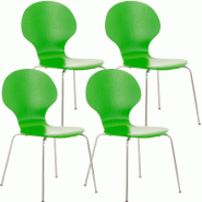 Décoshop26 - Lot de 4 chaises de cuisine salle à manger empilables dossier arrondi en bois vert et métal chromé 10_0003176 - métal 3000251440102
