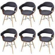 Décoshop26 - Lot de 6 chaises de salle à manger cuisine design chic bois courbé et tissu gris foncé CDS022435 - gris 3000027191535 Décoshop26 - Lot de 6 chaises de salle à manger cuisine design chic bois courbé et tissu gris foncé CDS022435 - gris 3000027191535