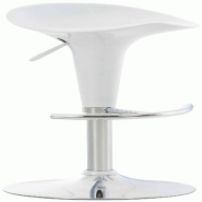 Décoshop26 - Tabouret de bar x1 avec repose-pieds assise pivotante en plastique blanc et métal chromé 10_0005368 - blanc métal 3000252605678
