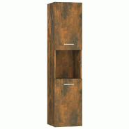 Helloshop26 - Armoire de bain moderne design épuré rangement 30 x 30 x 130 cm en bois d'ingénierie chêne fumé 02_0048226 - Bois massif 3000235167704