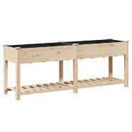 Helloshop26 - Cache-pot de jardin moderne avec étagère 203 x 53 x 76,5 cm utilisation extérieure style épuré en bois beige 02_0058841 - beige Boi Helloshop26 - Cache-pot de jardin moderne avec étagère 203 x 53 x 76,5 cm utilisation extérieure style épuré en bois beige 02_0058841 - beige Boi