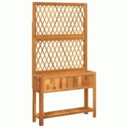 Helloshop26 - Jardinière bac lit surélevé plantes fleurs terrasse jardin avec treillis et étagère bois massif d'acacia marron 02_0038378 - 300021 Helloshop26 - Jardinière bac lit surélevé plantes fleurs terrasse jardin avec treillis et étagère bois massif d'acacia marron 02_0038378 - 300021