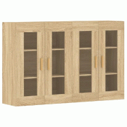 Helloshop26 - Lot de 2 armoires murales rangement 69,5 x 34 x 90 cm finition élégante design contemporain en bois d'ingénierie chêne 02_0055401 -