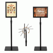 Helloshop26 - Lot de 2 porte-affiches sur pied 73 x 28 x 28 cm hauteur réglable 74-118 cm rotation 360° finition noire en métal 20_0017341 - noir a