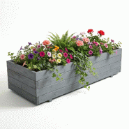 IvoQ Grande Jardinière en Bois - Jardinière de Luxe pour Extérieur & Intérieur - Bois FSC Résistant aux Intempéries - 120x40x32 cm - Gris - 8721