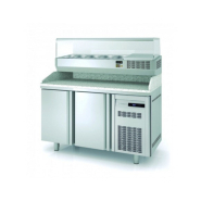 Meuble à pizza 2 portes 400x600 avec kit réfrigéré - MR80-150P/EI150-1/3 - Dessus granit et dosseret inox_1