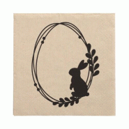 Papstar Serviettes 300, 3-plis pliage 1/4 33 cm x 33 cm naturel "Rabbit Wreath" en papier recyclé - beige 89580