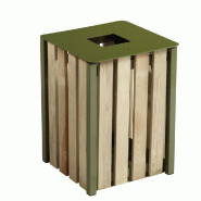 ROSSIGNOL Corbeille a poser ou a fixer eden - 50 L - bois / vert olive ROSSIGNOL Corbeille a poser ou a fixer eden - 50 L - bois / vert olive