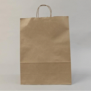 Sac kraft recyclé brun à poignées torsadées 30 x 13 x 40 cm par 50