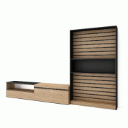 SKRAUT HOME Ensemble Meuble TV, 310x186x35cm, Pour les TV jusqu'à 80", Salon Complet, Chêne et noir - beige Bois manufacturé 97_53