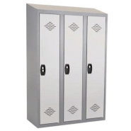 Vestiaires monobloc Confort Industrie salissante 3 cases, toit incliné, gris / gris Vestiaires monobloc Confort Industrie salissante 3 cases, toit incliné, gris / gris
