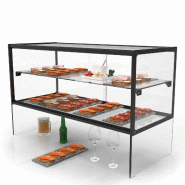 Vitrine neutre à poser ZEPPELIN - 2 niveaux + zone libre - 555 mm - verre trempé - EP36ZS | Sayl Barcelona - Sans lumière LED