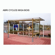 Abri vélo semi-ouvert miga bois / structure en bois / bardage en verre trempé