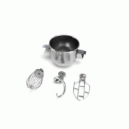 Bol 10L + Crochet en spirale + Spatule + Fouet pour Sammic BE-20 Mélangeur planétaire - Jeu d'outils complet - gris métal 1500222