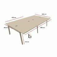 Bureau Bench 4 personnes Yan M - MDD. - Blanc, 280_1