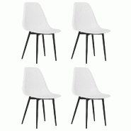 Chaises à manger lot de 4 blanc PP Modèle Floriane - 338043
