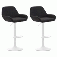 CLP Lot de 2 tabourets de bar Braga en tissu Noir /Blanc - noir textile 316068 CLP Lot de 2 tabourets de bar Braga en tissu Noir /Blanc - noir textile 316068