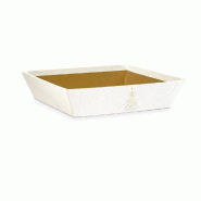 Corbeille carton texturé blanc Sapin or 33x20x7cm
