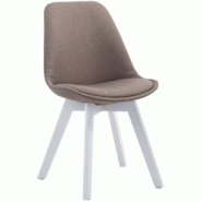 Décoshop26 - Chaise de salle à manger x1 design scandinave en tissu taupe et piètement à 4 pieds en bois blanc 10_0003317 - blanc 3000251519037 Décoshop26 - Chaise de salle à manger x1 design scandinave en tissu taupe et piètement à 4 pieds en bois blanc 10_0003317 - blanc 3000251519037