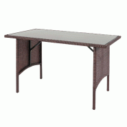 Décoshop26 - Table de jardin en polyrotin marron plateau de table en verre 112x60 cm 04_0008557 - 3000262623600