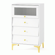 Helloshop26 - Commode moderne 60 x 40 x 95,5 cm espace de rangement pratique design élégant en bois d'ingénierie blanc 20_0011538 - 3000226781247