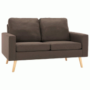 Helloshop26 - Ensemble de canapés 2 pièces tissu marron 02_0020184 - marron Bois massif 3001065788008