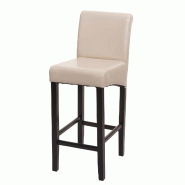 Mendler Tabouret de bar HWC-C33, chaise de bar tabouret de comptoir, bois certifié FSC® ~ crème, pieds foncés, similicuir - beige matière synthé